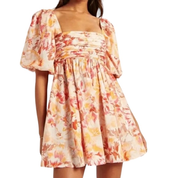 Abercrombie & Fitch Dresses & Skirts - Abercrombie & Fitch Emerson Floral Puff Sleeve Babydoll Mini Dress Sz Small